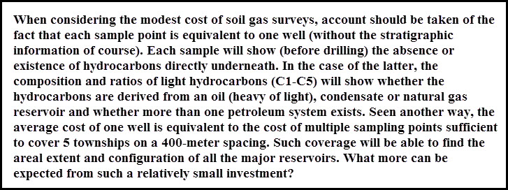 cost of soil gas surveys are modest in terms of benefits